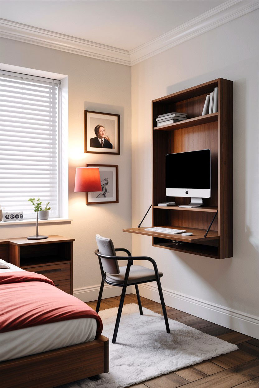 Wall mounted desk bedroom - 30 bedroom workstation designs