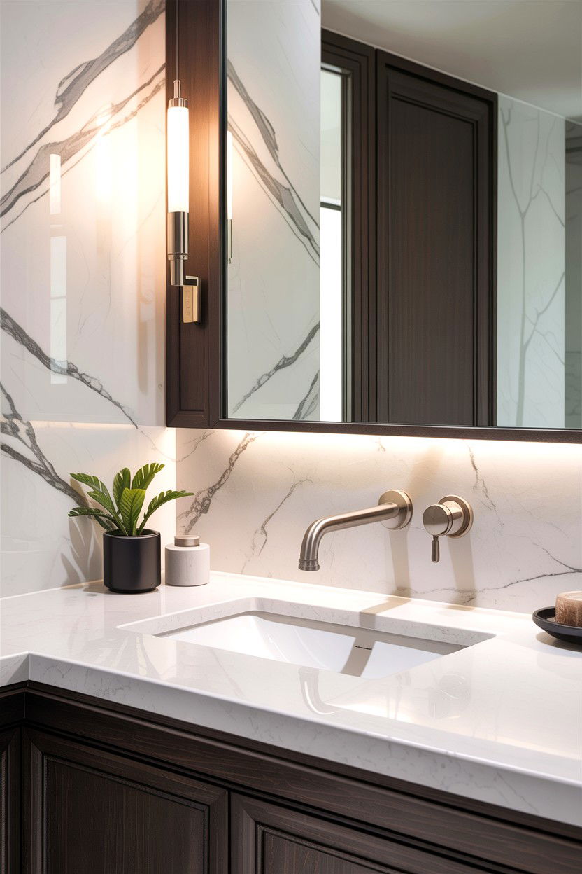 Wall mounted faucet - 30 home spa bathroom ideas