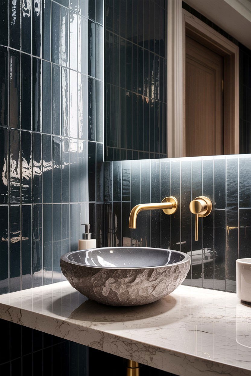 Wall mounted gold bathroom faucet - 30 gold faucet ideas