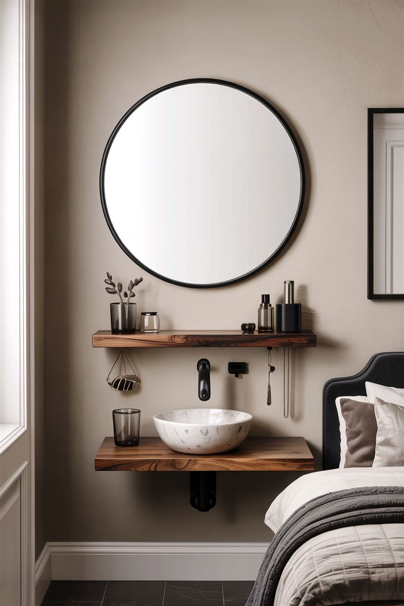 Wall mounted vanity mirror - 30 bedroom vanity ideas