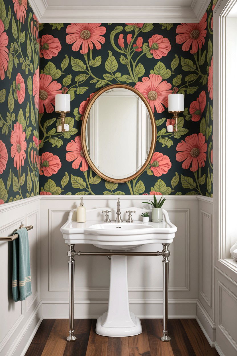 Wallpaper Above Chair Rail - 30 bathroom chair rail ideas