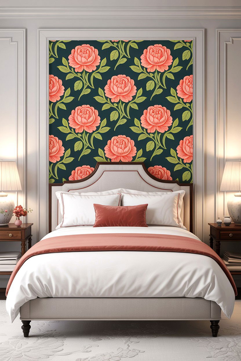 Wallpaper Headboard - 30 bedroom DIY headboard ideas