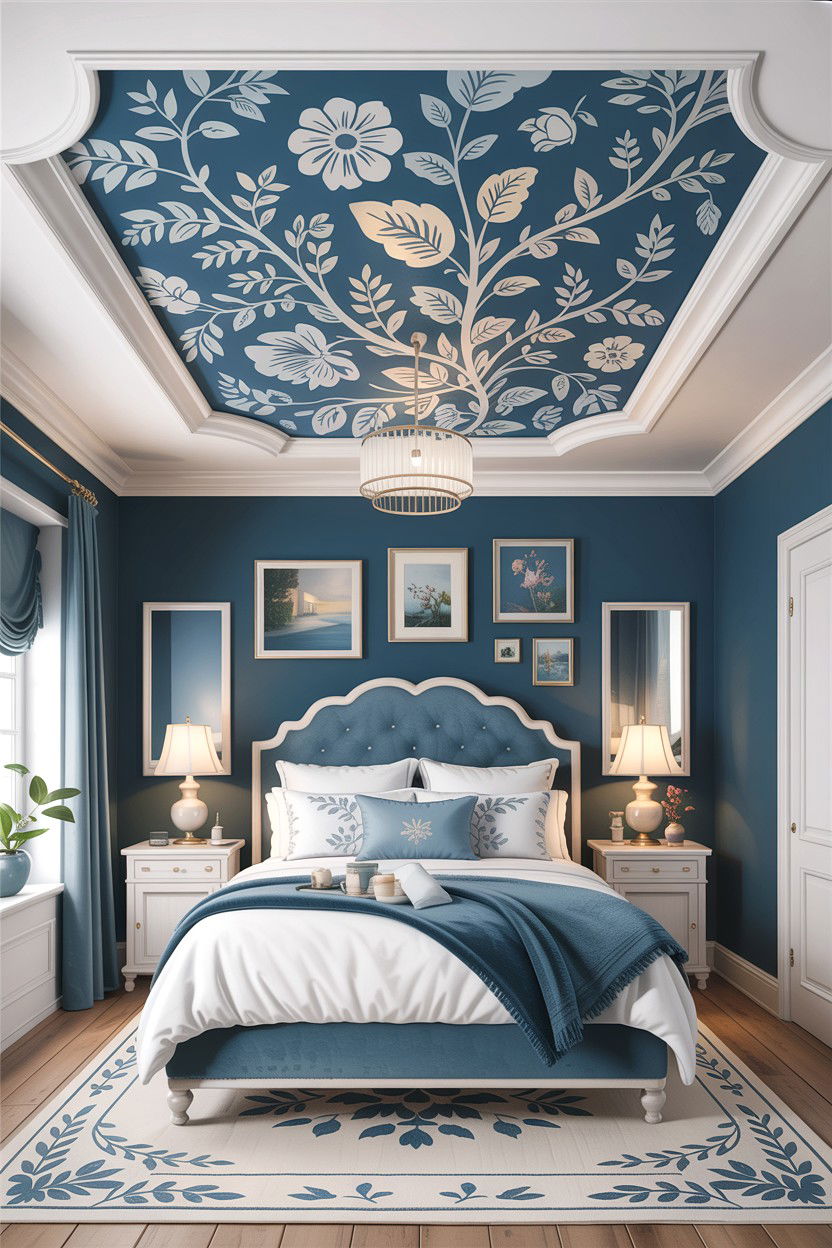 Wallpaper ceiling accent - 30 bedroom false ceiling designs