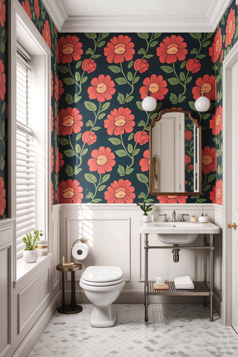 Wallpaper in bathroom - 30 bathroom design ideas