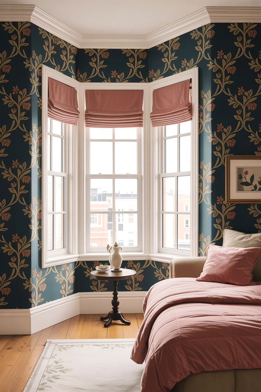 Wallpaper in bay window - 30 bedroom bay window ideas