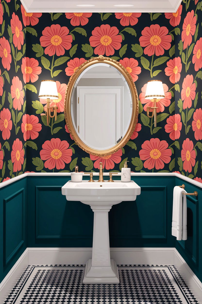 Wallpaper in powder room - 30 inspiring bathroom ideas