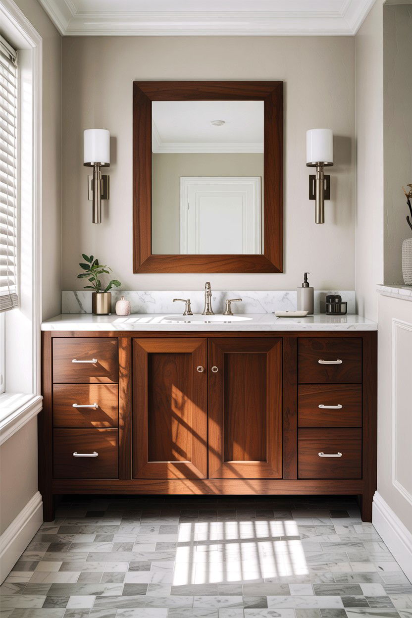 Walnut Bathroom Vanity - 30 custom bathroom vanity ideas