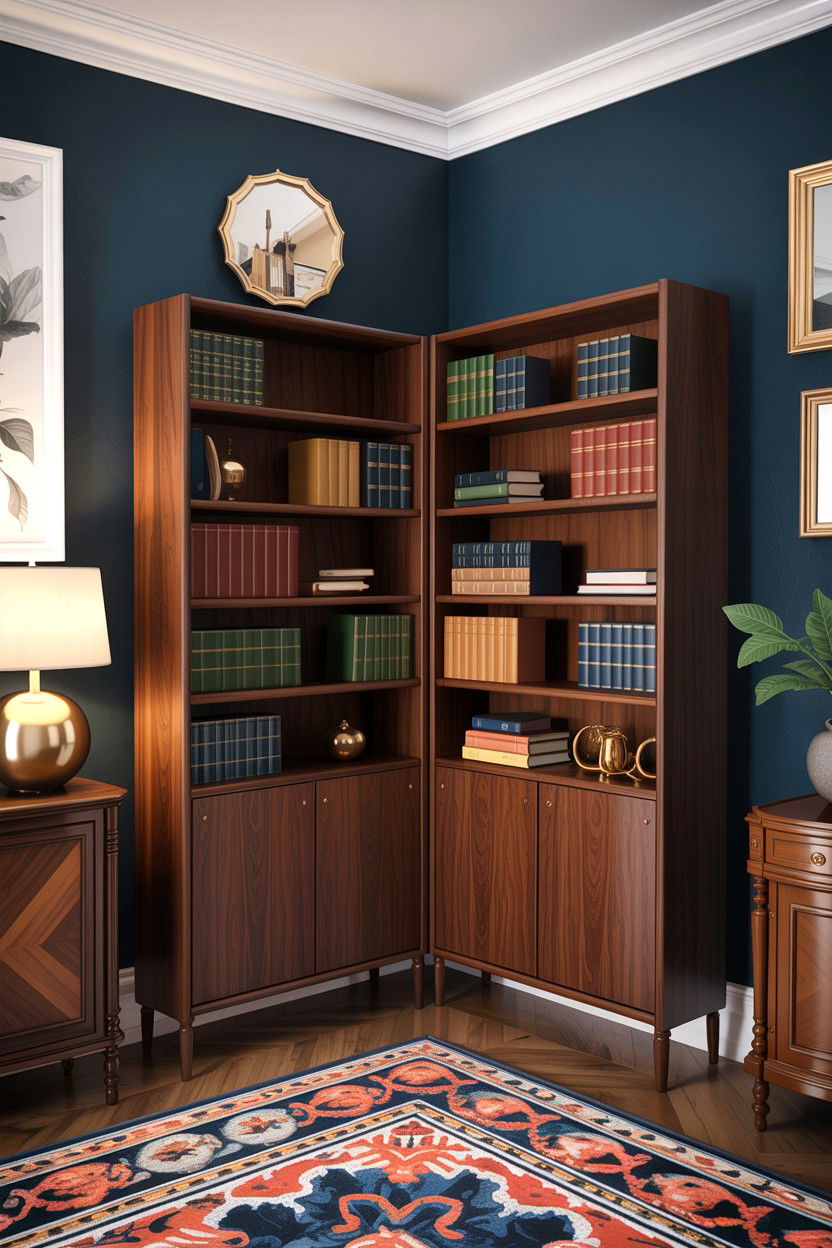 Walnut Wood Bookshelf Divider - 30 bedroom shelf dividers