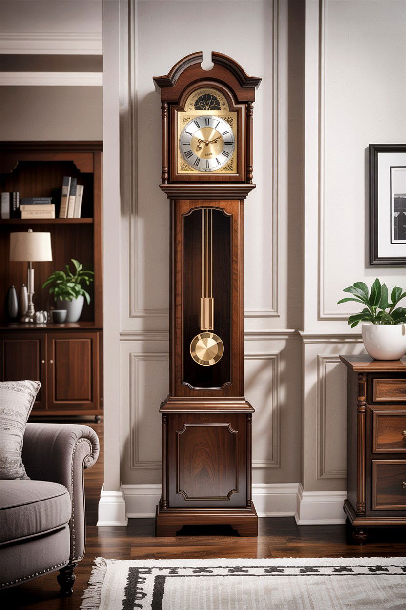 Walnut Wood Grandfather Clock - 30 living room grandfather clocks