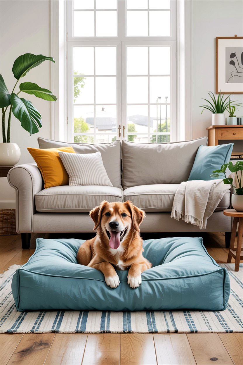 Washable Slipcover Dog Bed - 30 dog bed living room ideas