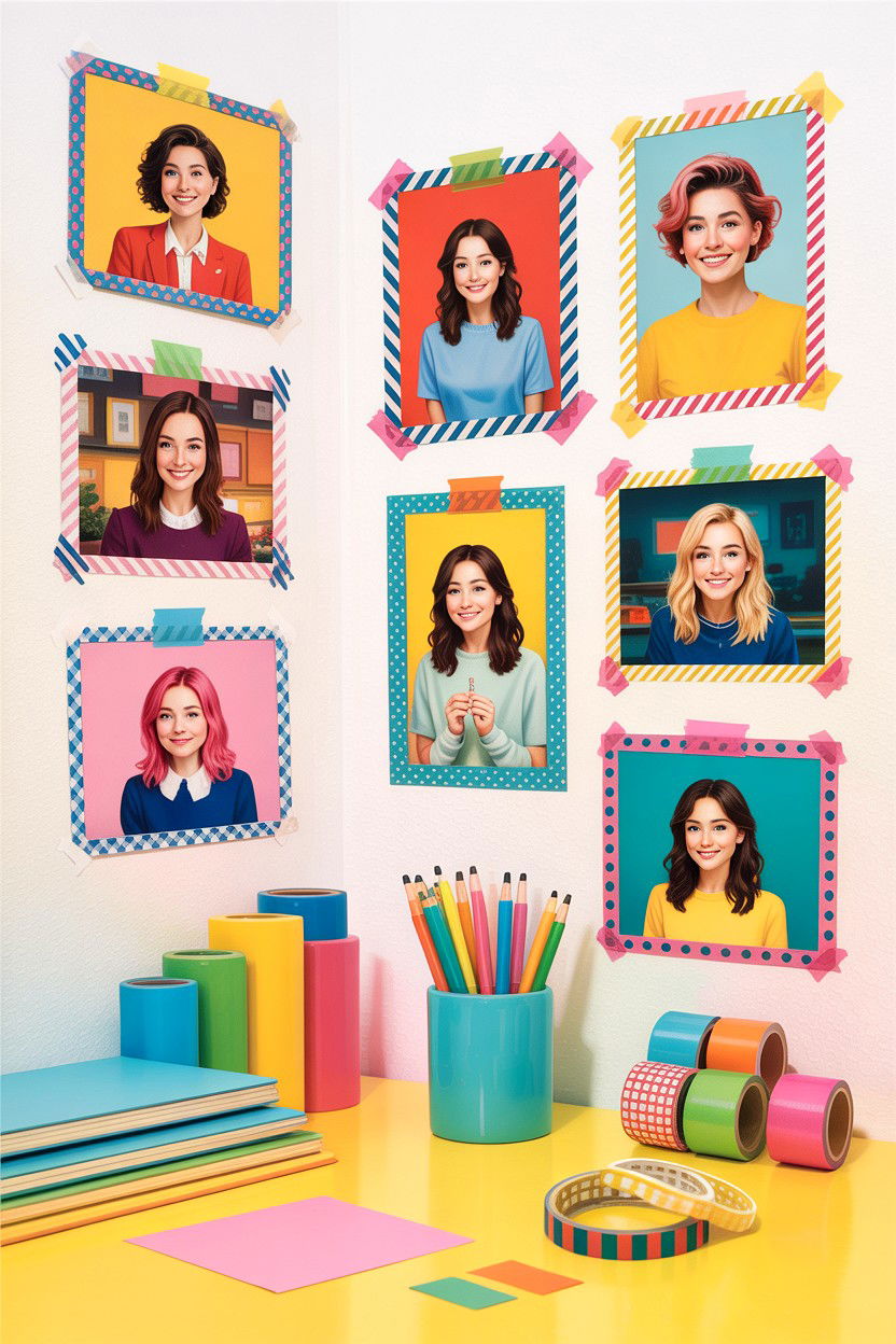 Washi Tape Photo Frames - 30 bedroom memory wall ideas