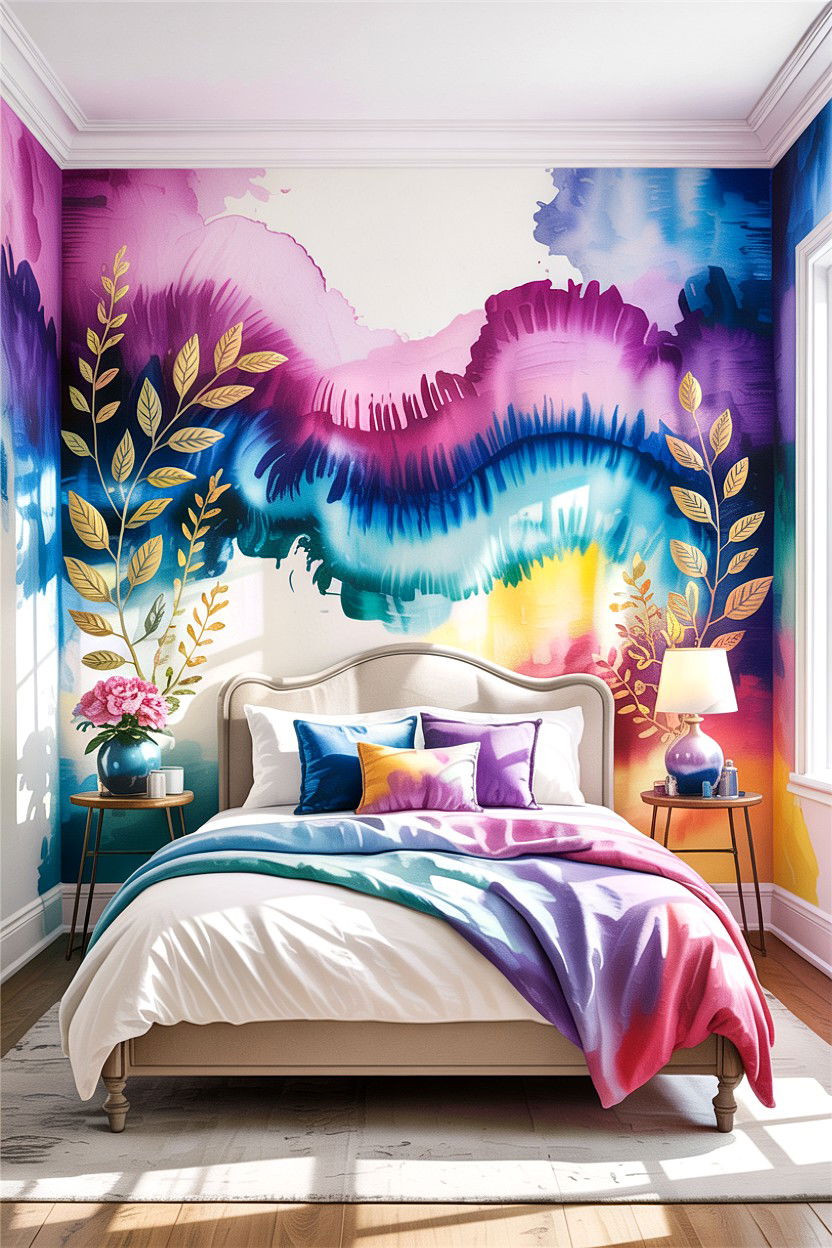 Watercolor Ombre Bedroom Wall - 30 bedroom ombre wall ideas