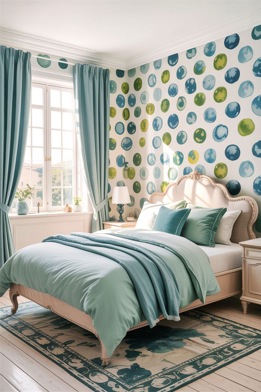 Watercolor Polka Dot Wallpaper - 30 bedroom polka dot walls