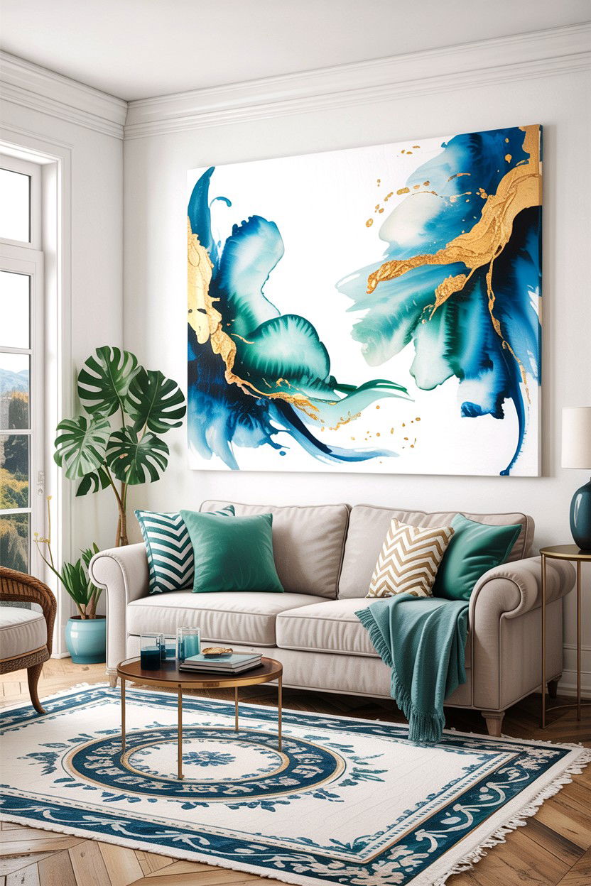 Watercolor Wall Painting - 30 handmade living room ideas