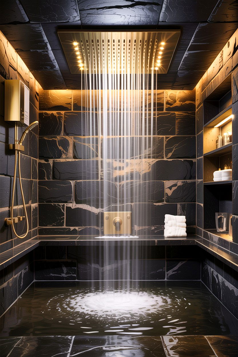 Waterfall Shower Light - 30 chromotherapy bathroom ideas