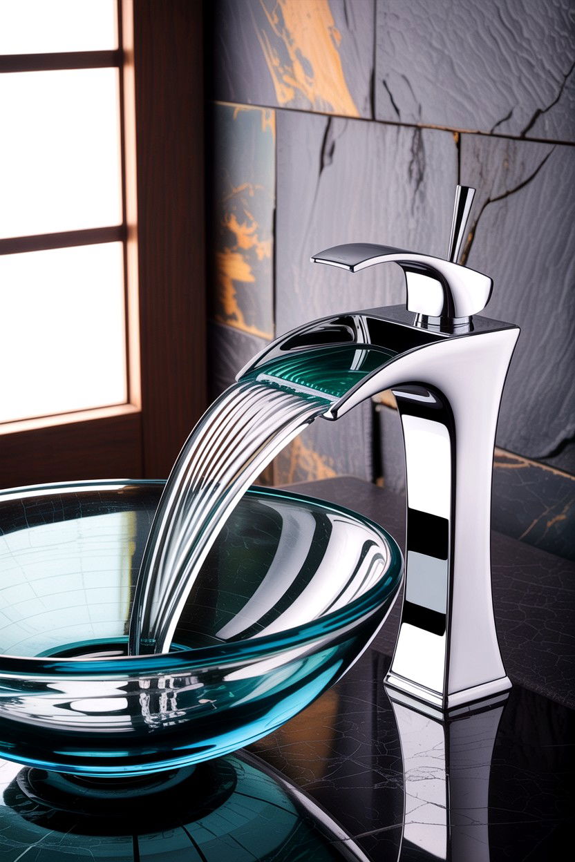 Waterfall chrome bathroom faucet - 30 chrome faucet ideas