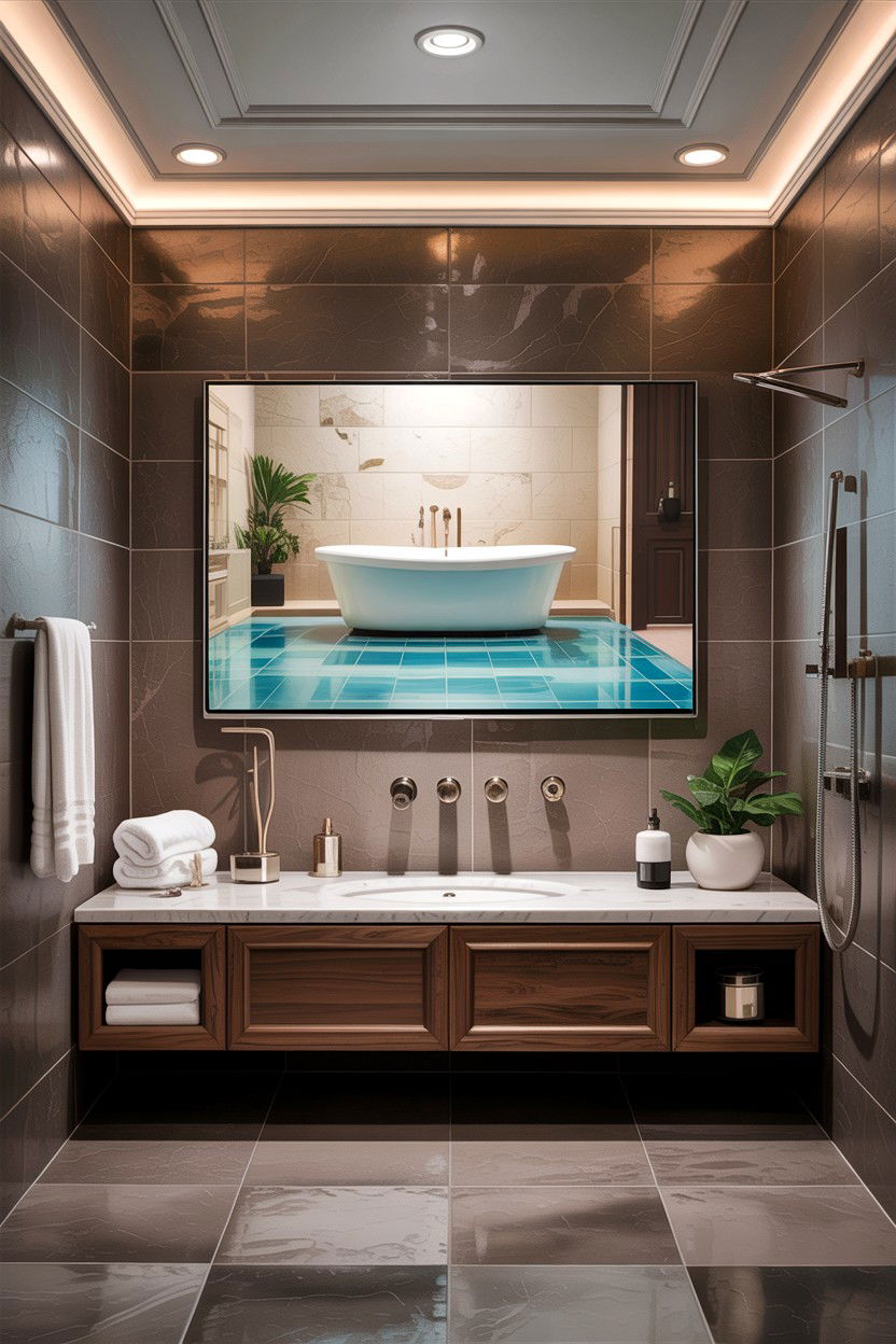 Waterproof Bathroom TV - 30 bathroom automation ideas