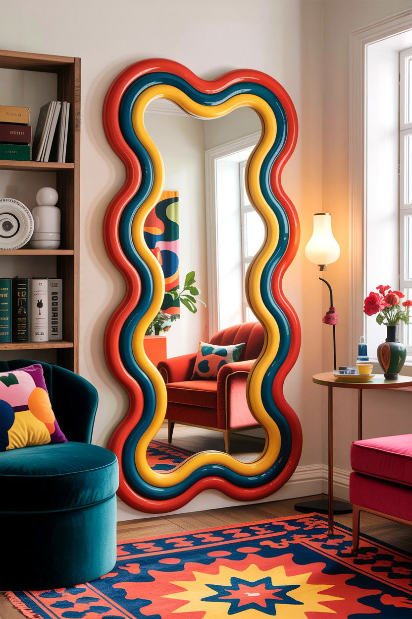 Wavy floor mirror - 30 bedroom floor mirrors