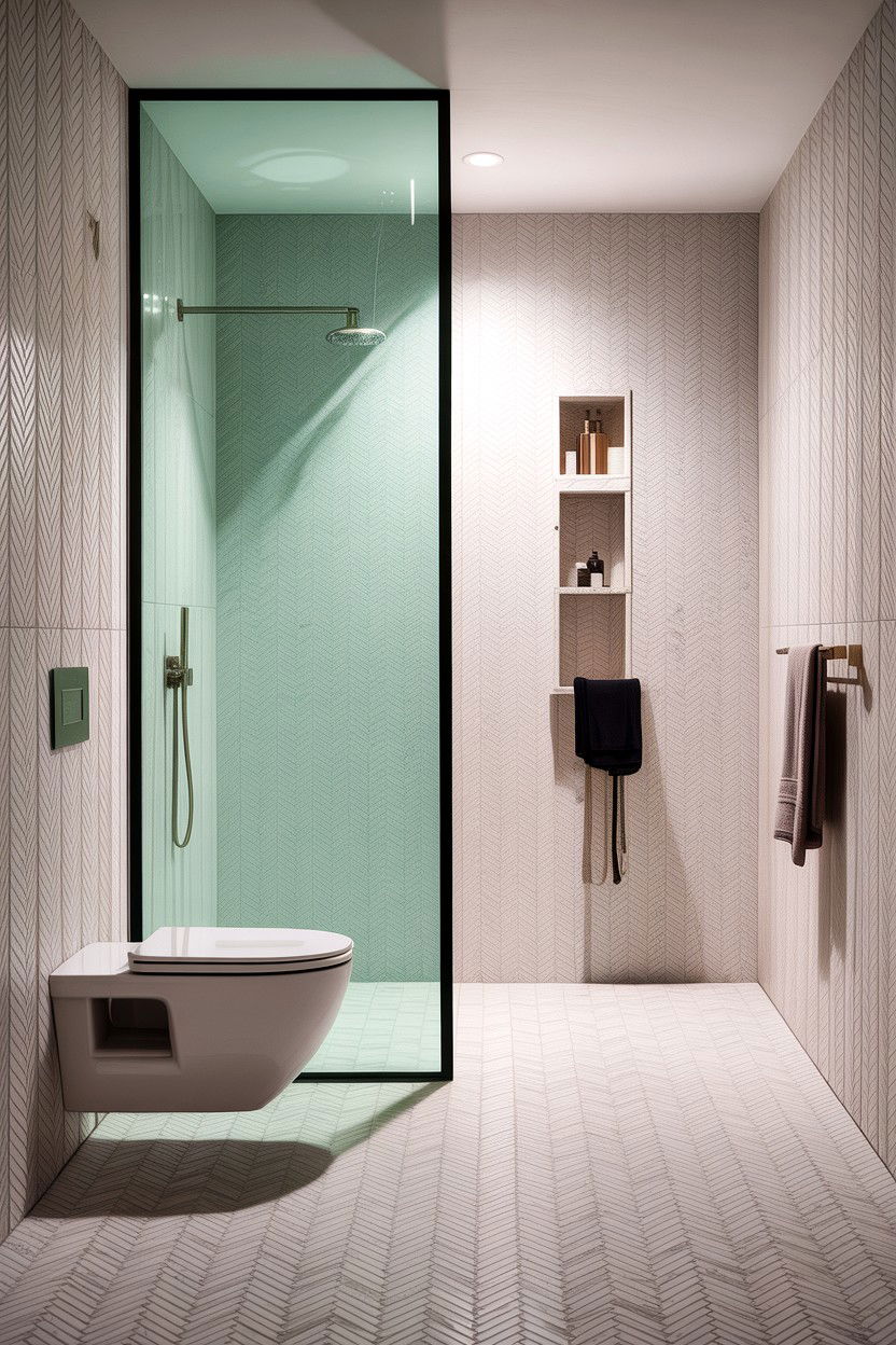 Wet room herringbone tile - 30 herringbone pattern bathroom ideas