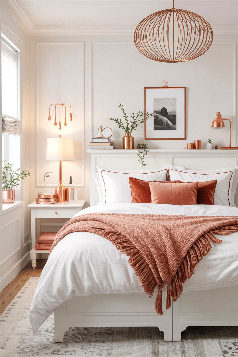 White And Copper Bedroom - 30 copper accent bedroom ideas