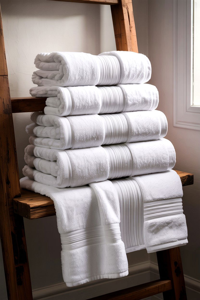 White Bath Towels - 30 guest bathroom essentials