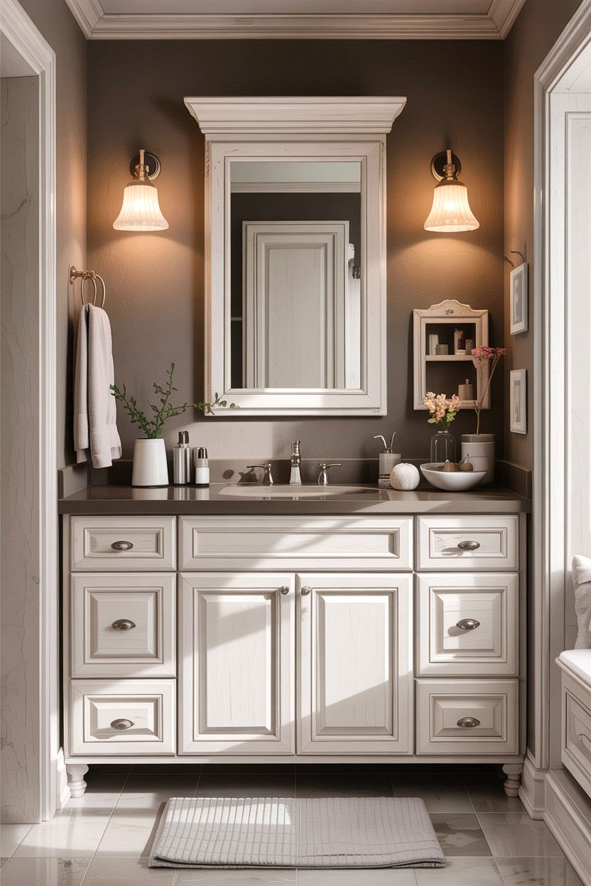 White Bathroom Cabinets - 30 taupe and white bathroom ideas
