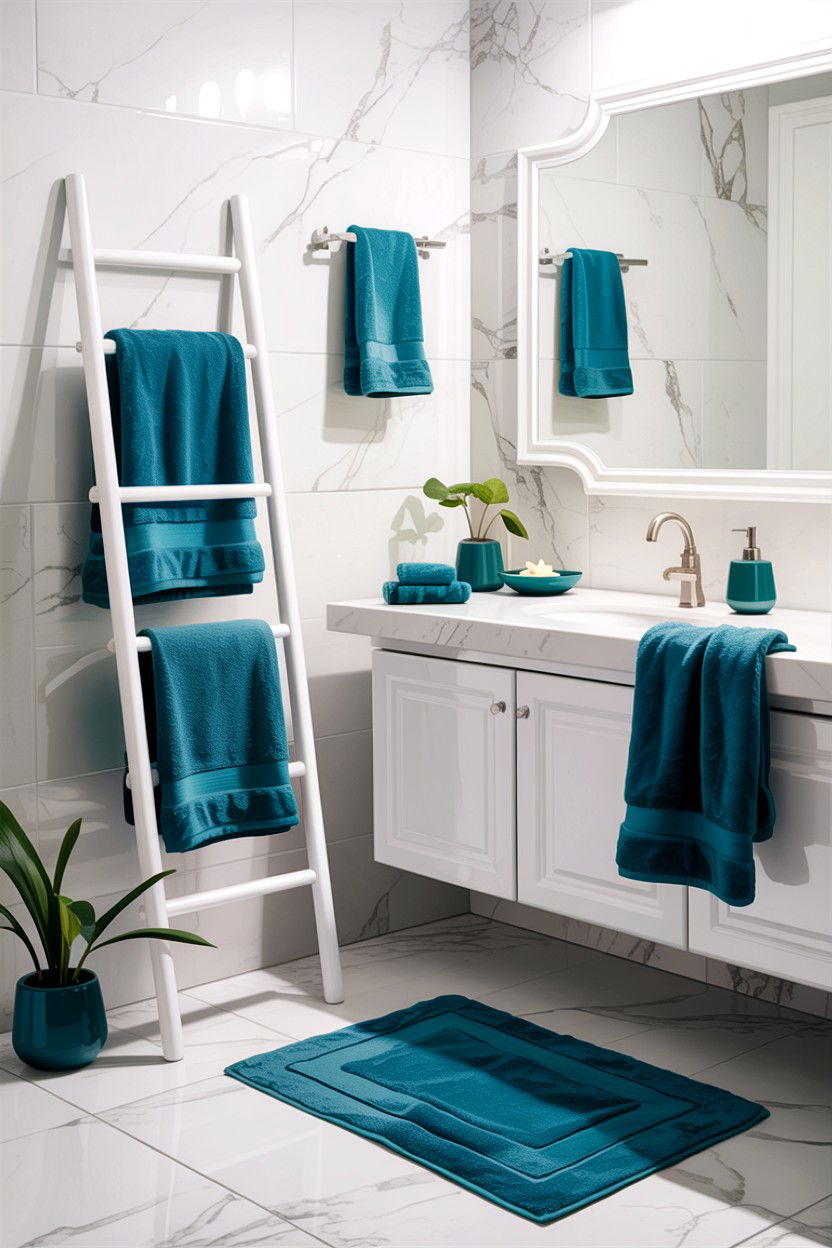 White Bathroom Teal Towels Accessories - 30 teal and white bathroom ideas