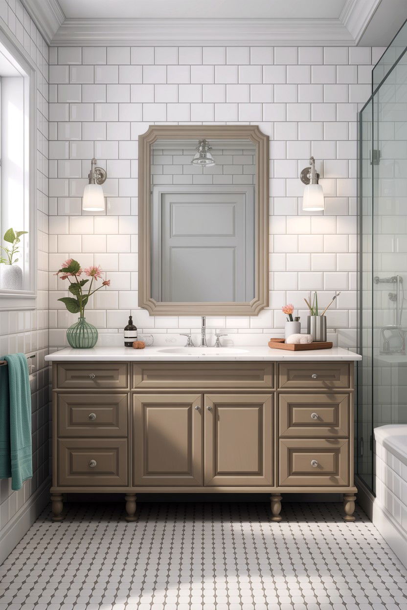 White Bathroom Tile - 30 taupe and white bathroom ideas