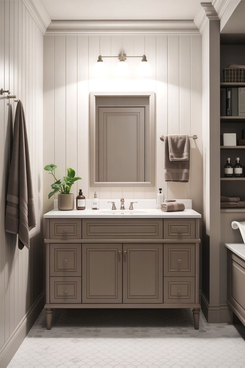 White Bathroom Walls - 30 taupe and white bathroom ideas