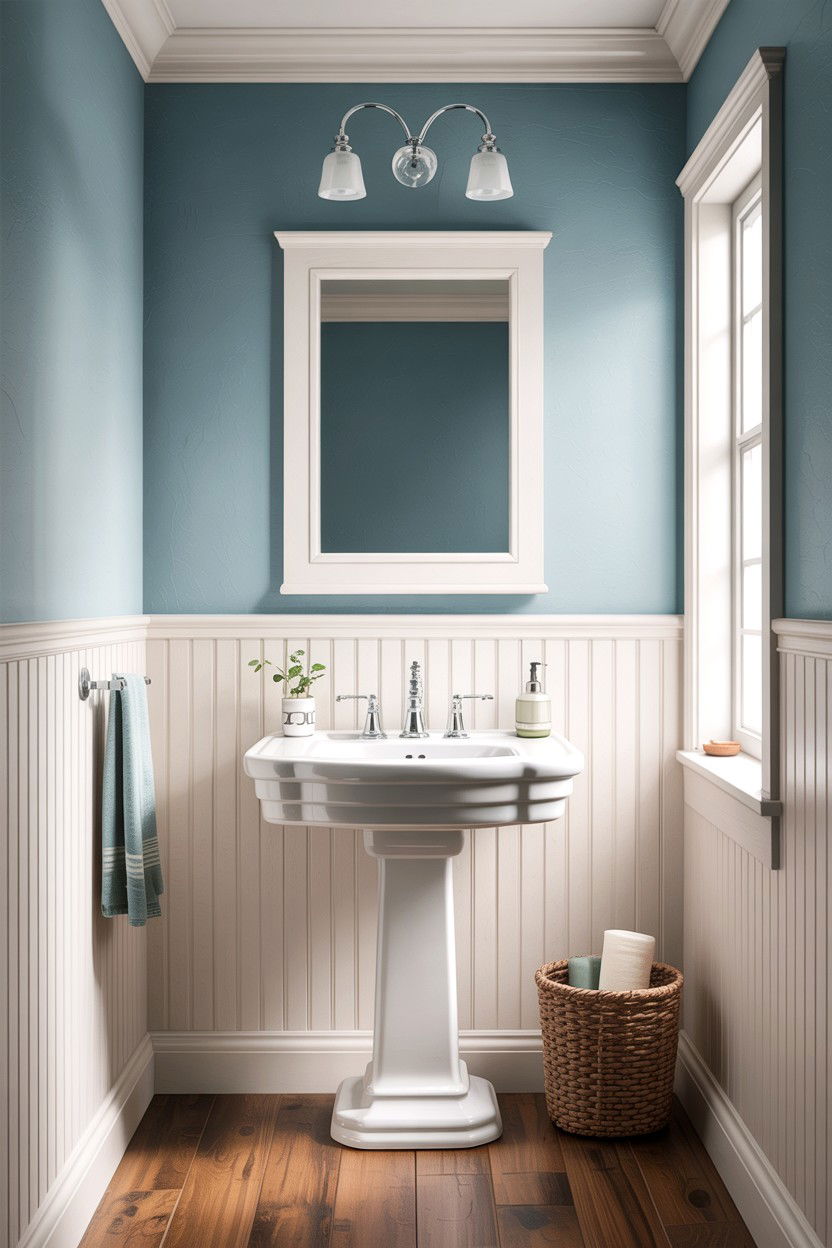 White Beadboard Bathroom - 30 bathroom chair rail ideas