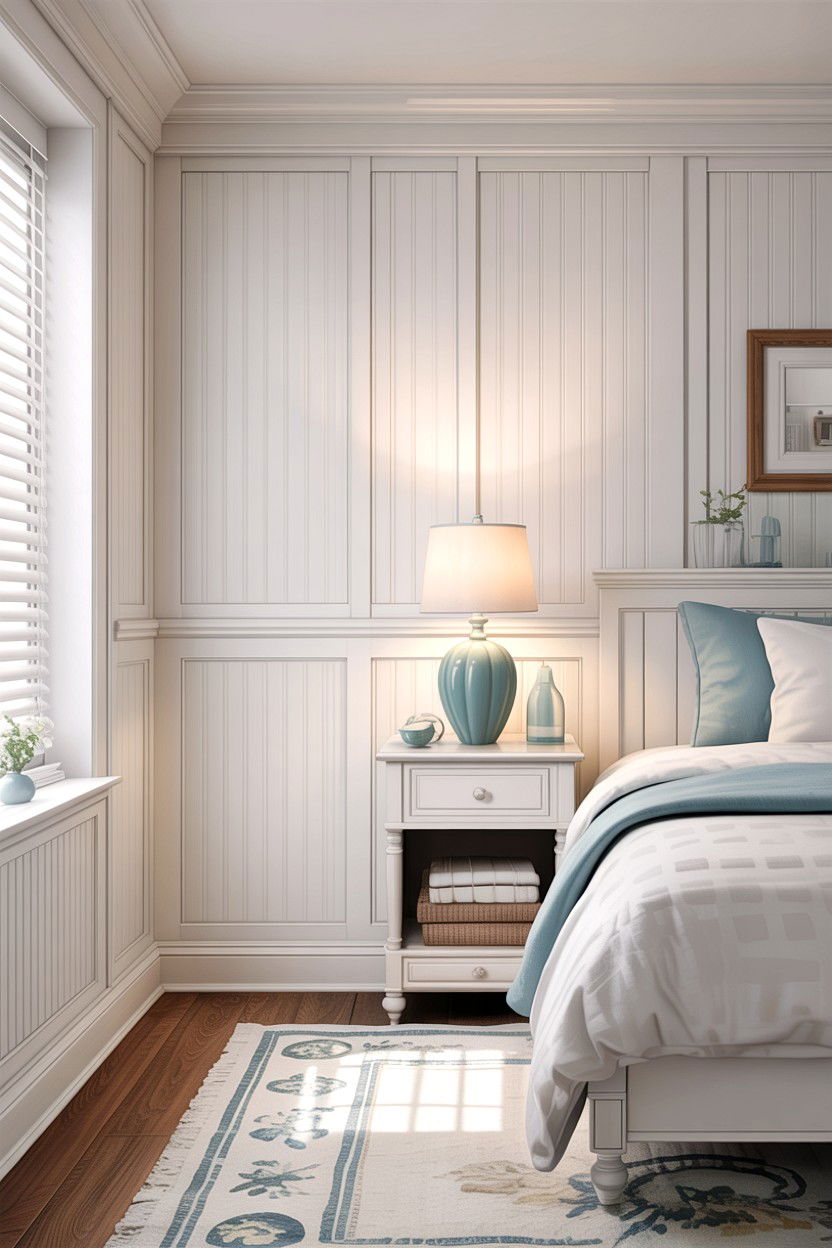 White Beadboard Wainscoting - 30 bedroom wainscoting ideas