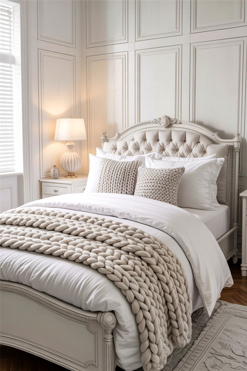 White Bedroom Textured Bedding - 30 bedroom white furniture ideas