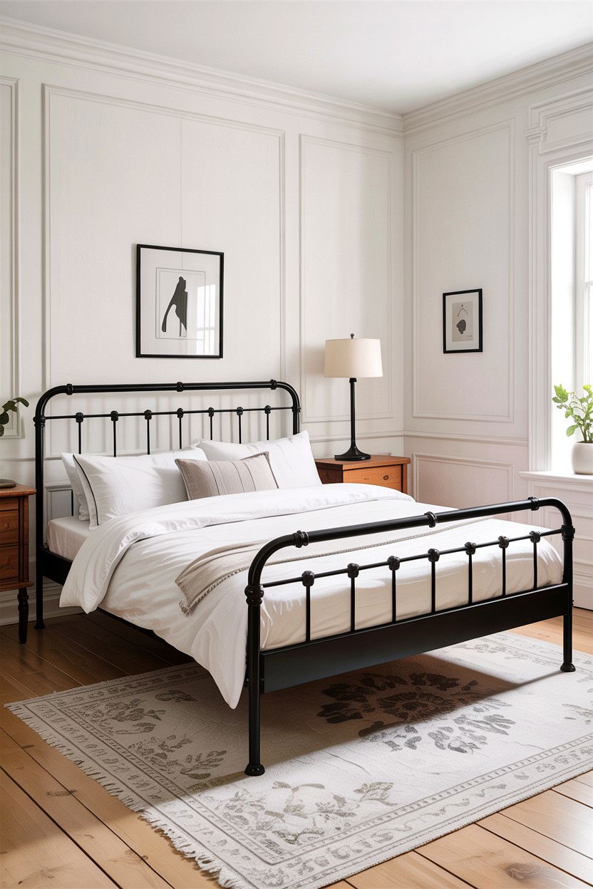 White Bedroom With Black Metal Bed Frame - 30 scandinavian white bedroom ideas