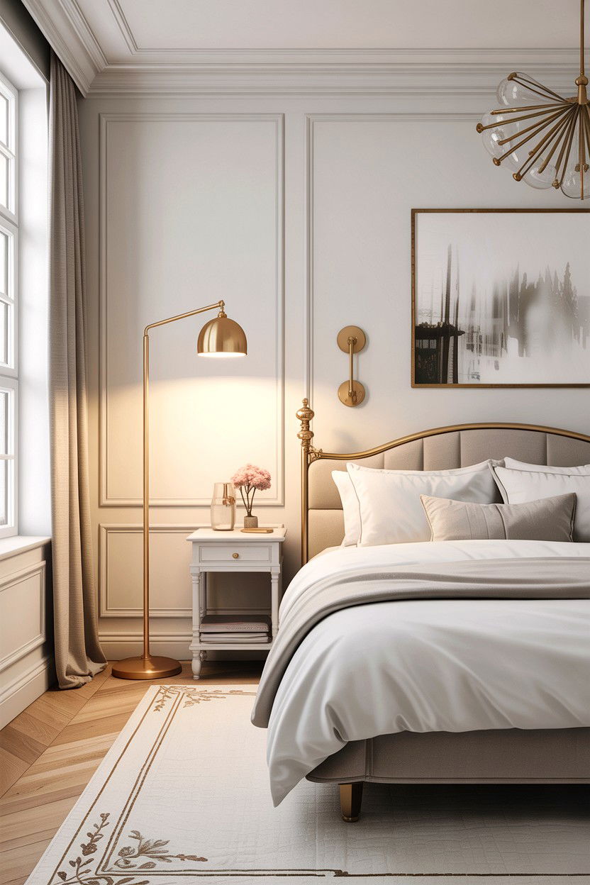 White Bedroom With Brass Lighting Fixtures - 30 scandinavian white bedroom ideas