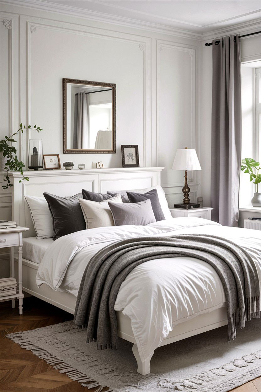 White Bedroom With Grey Accent Pillows - 30 scandinavian white bedroom ideas