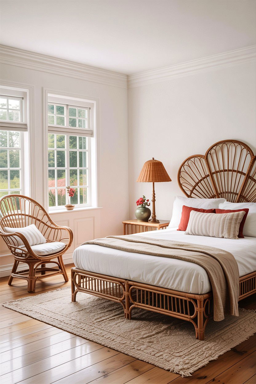 White Bedroom With Rattan Furniture Pieces - 30 scandinavian white bedroom ideas