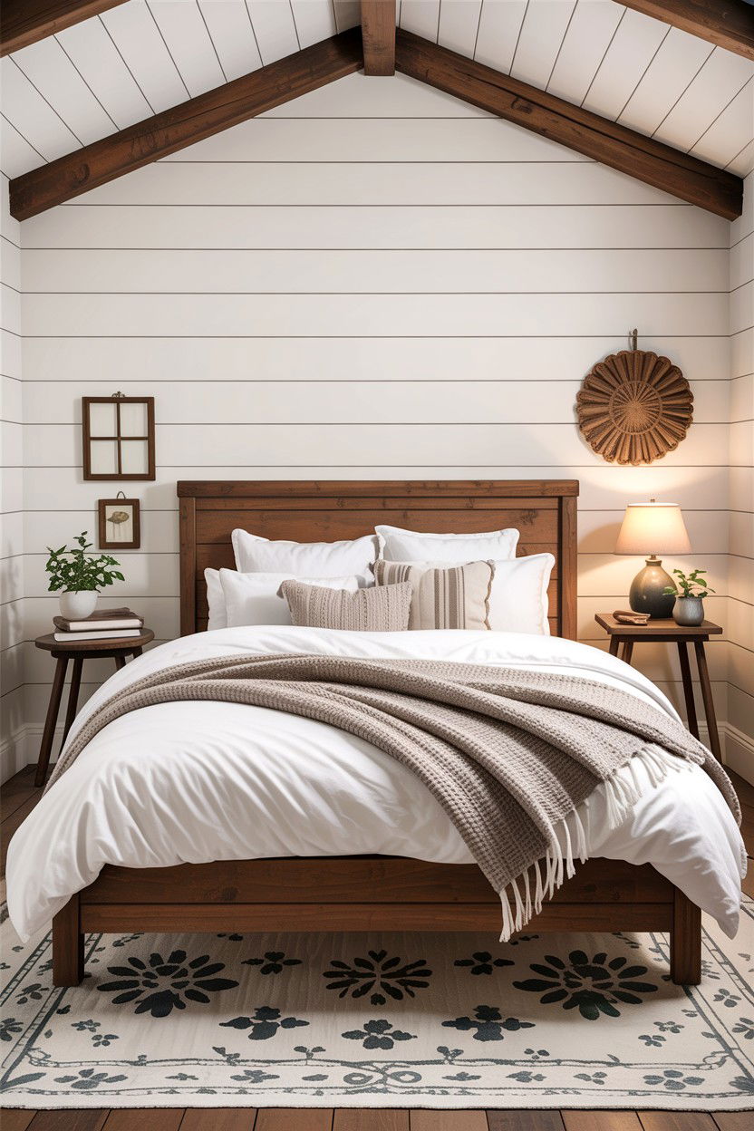 White Bedroom With Shiplap Wall Texture - 30 scandinavian white bedroom ideas