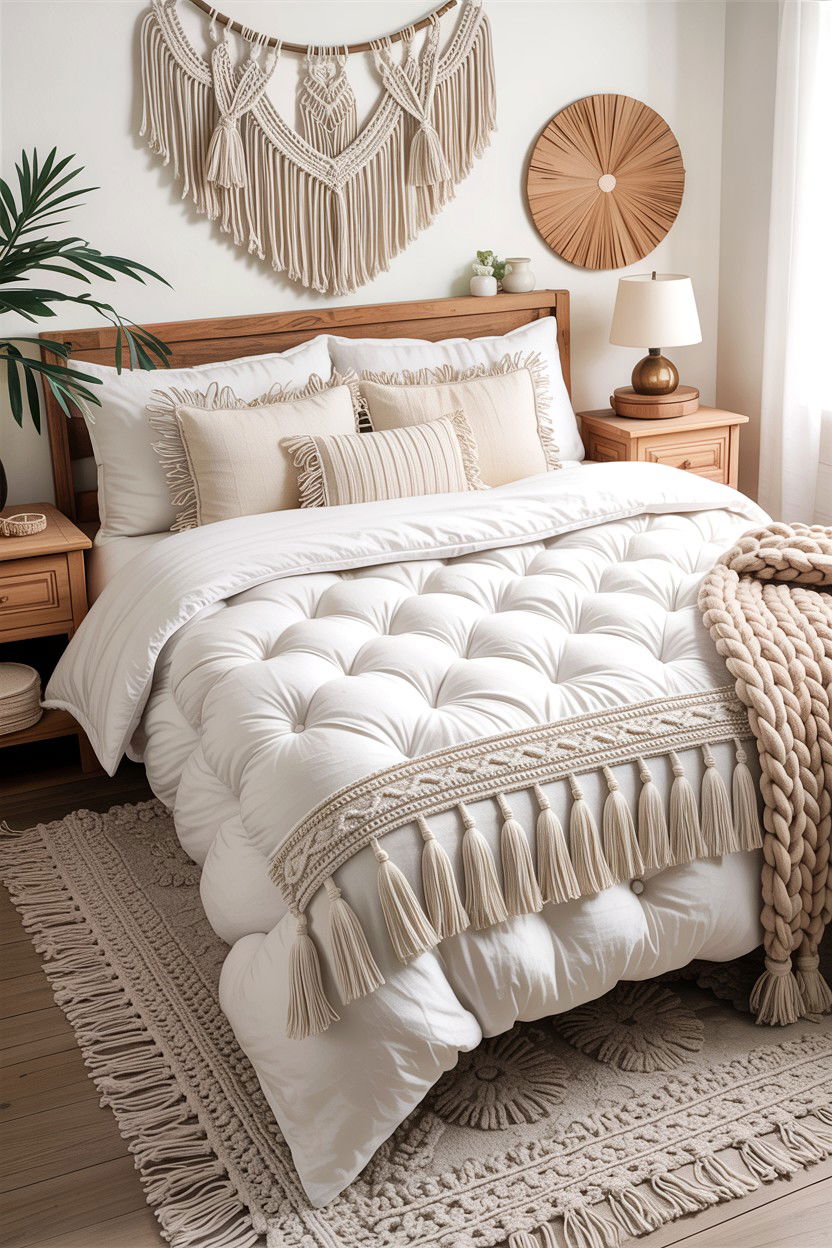 White Boho Tufted Comforter - 30 bedroom comforter sets