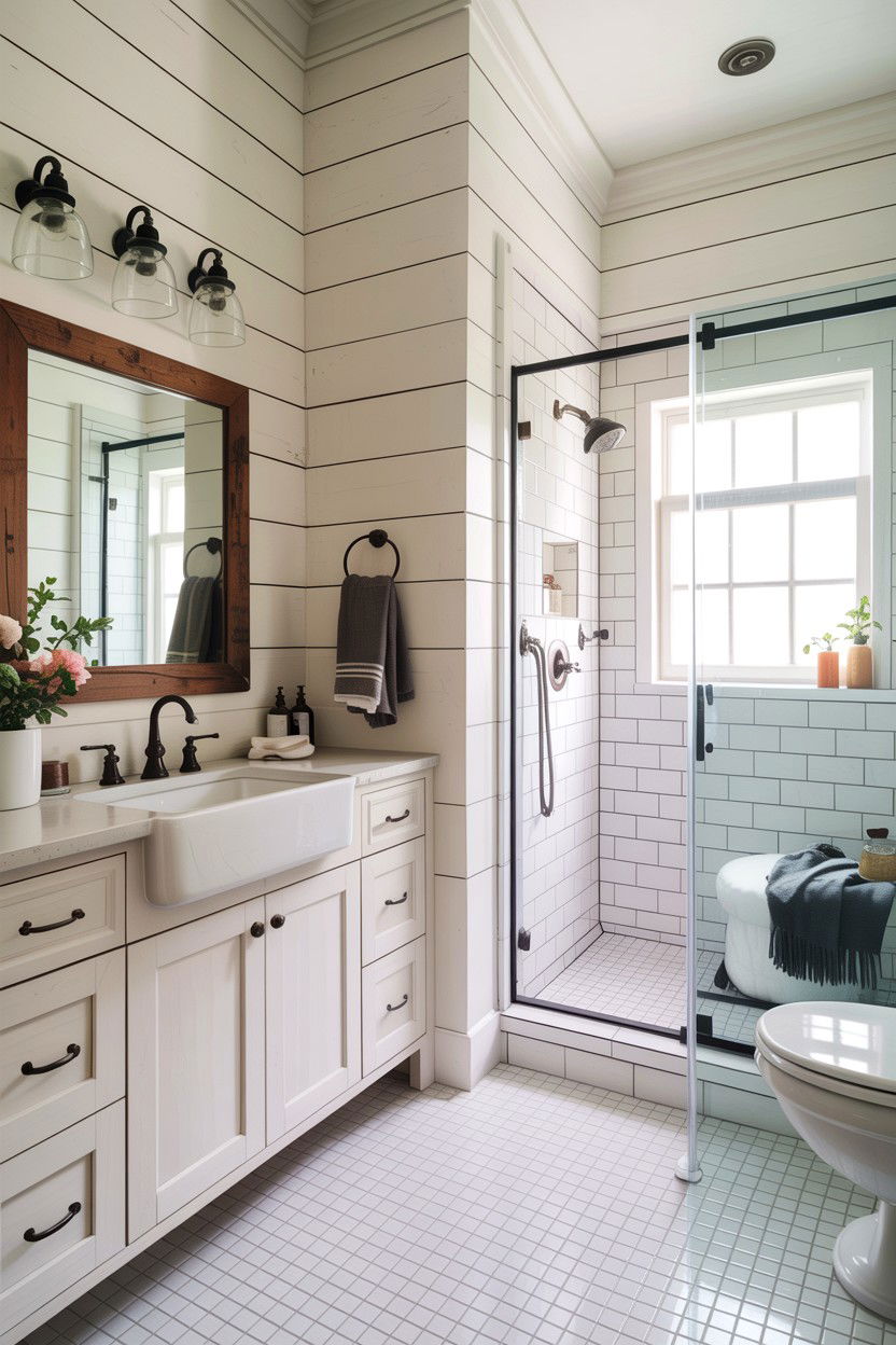 White Farmhouse Bathroom - 30 all white bathroom ideas