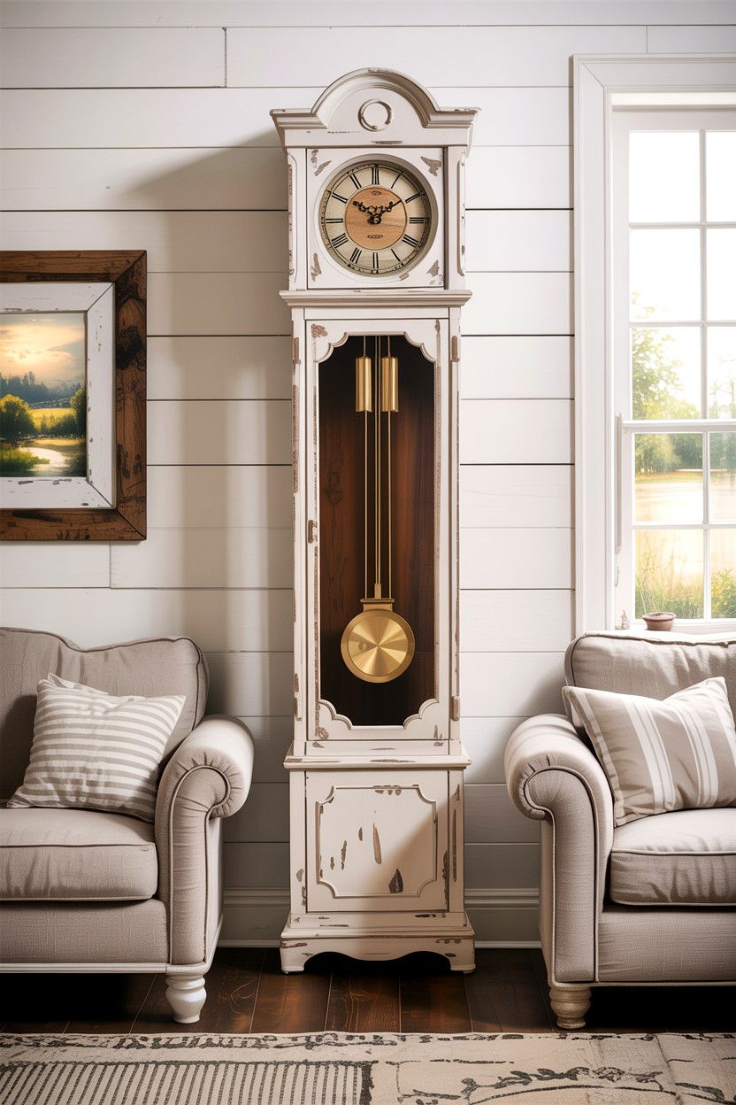 White Farmhouse Grandfather Clock - 30 living room grandfather clocks