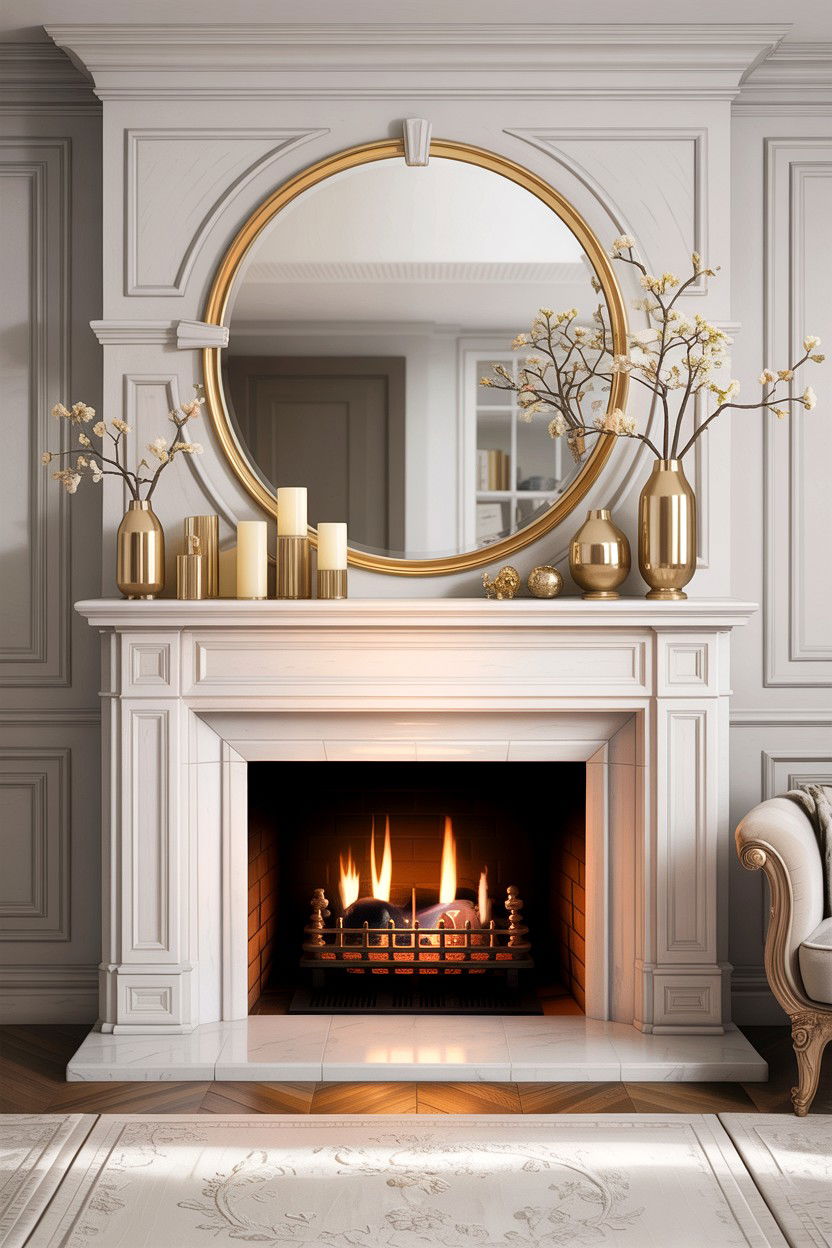 White Fireplace Mantel - 30 Hollywood living room ideas