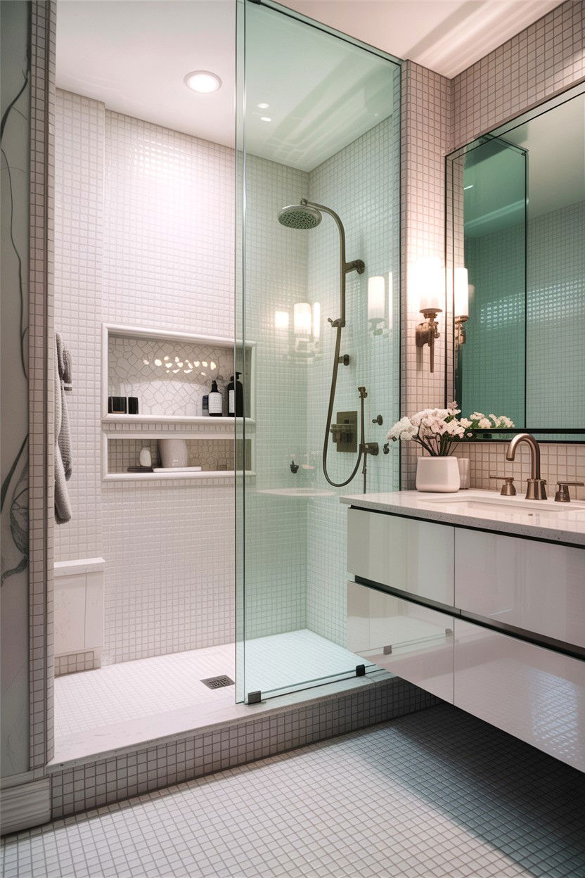 White Glass Tile Bathroom - 30 all white bathroom ideas