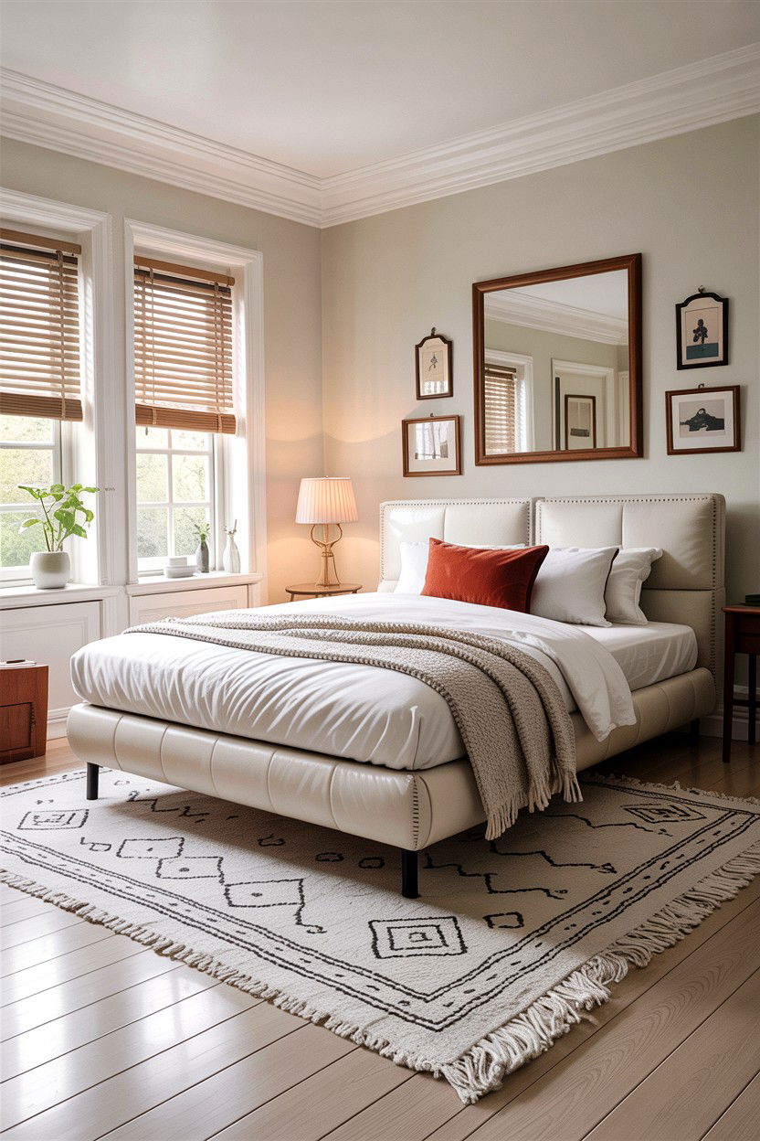 White Leather Bed - 30 leather bedroom ideas