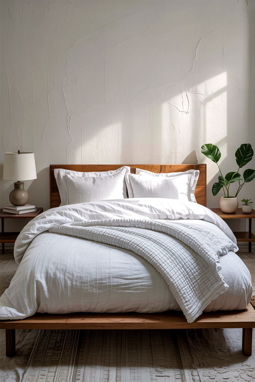White Linen Bedding - 30 bedroom layered bedding ideas