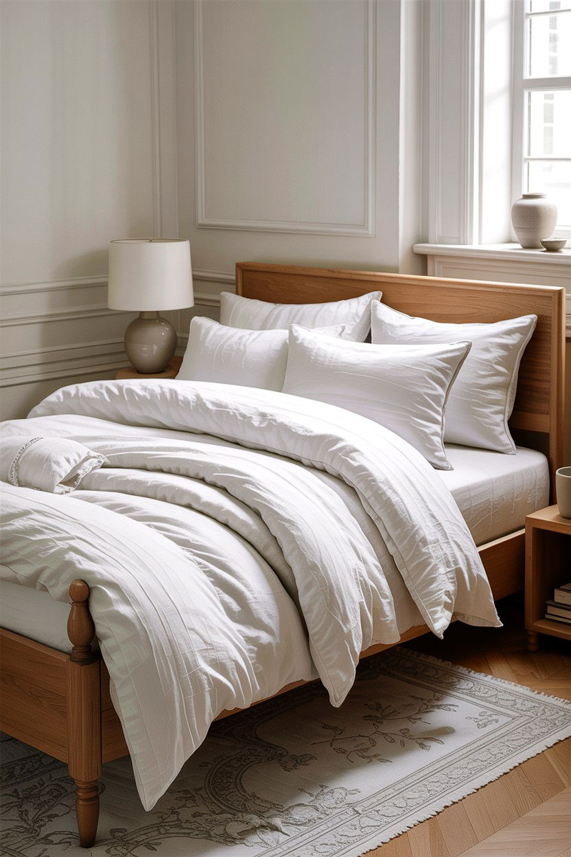 White Linen Bedding - 30 linen bedroom ideas