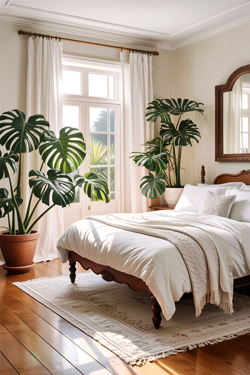 White Linens And Tropical Plants - 30 British colonial bedroom ideas