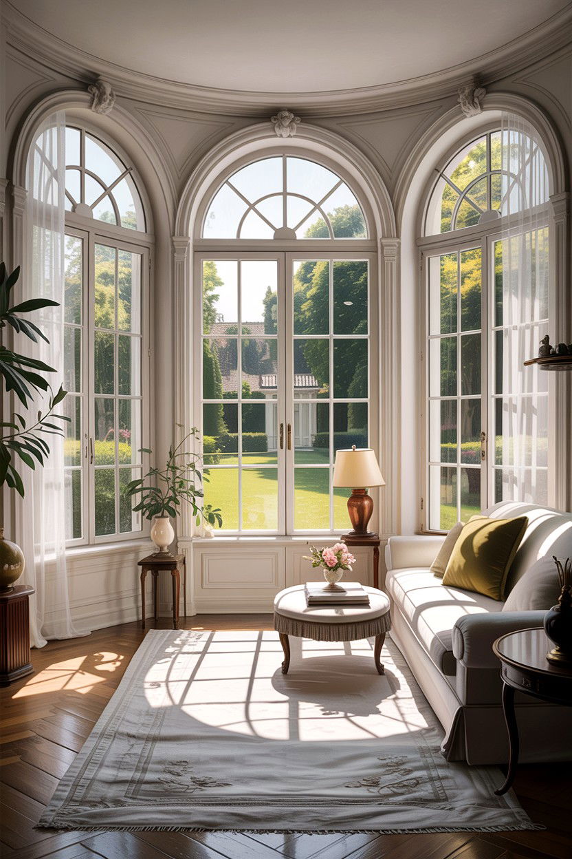 White Living Room With Arched Windows - 30 traditional white living room ideas
