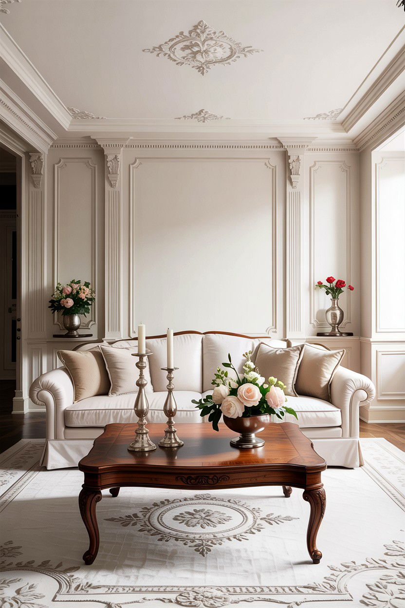 White Living Room With Crown Molding - 30 traditional white living room ideas