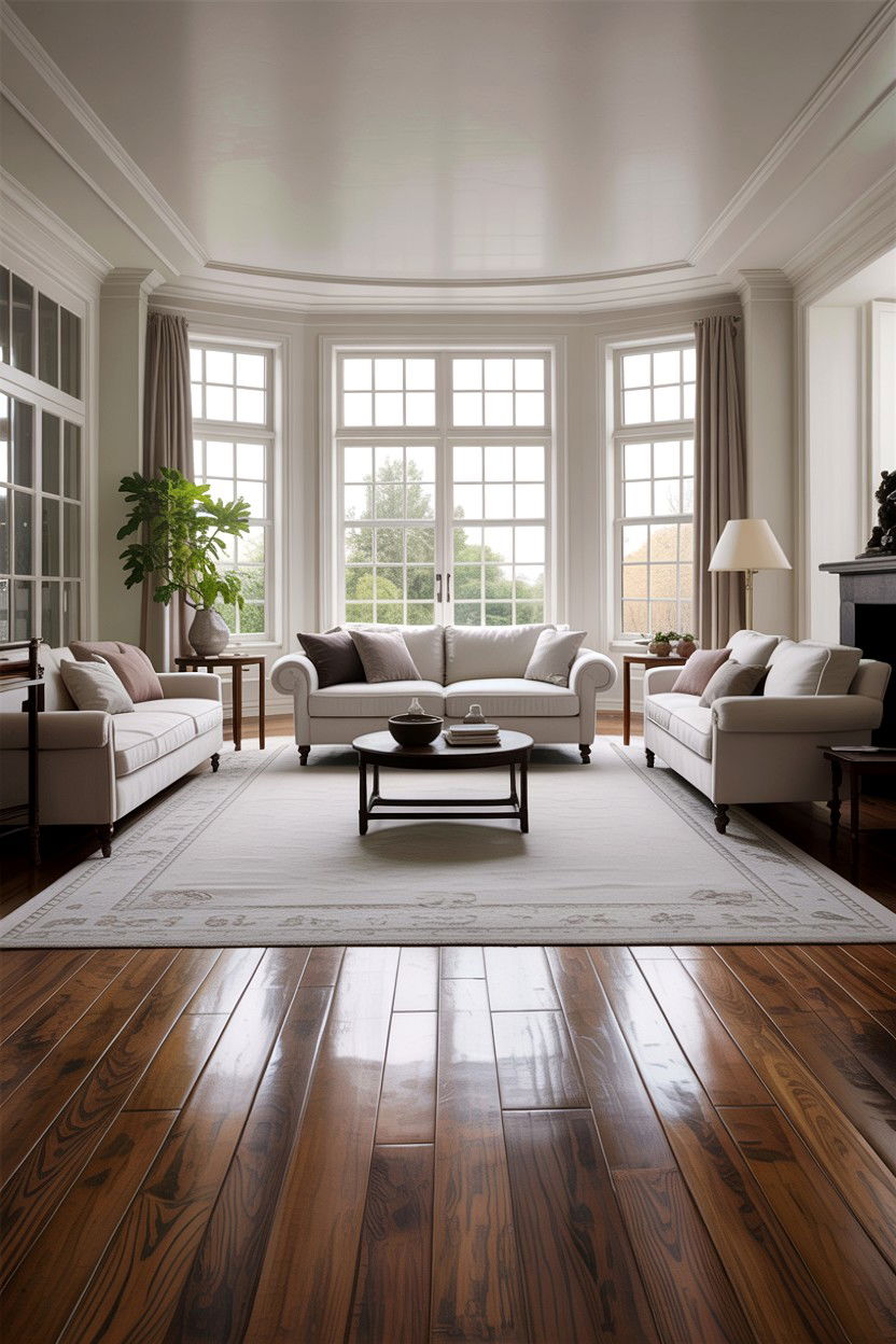 White Living Room With Dark Wood Floors - 30 traditional white living room ideas