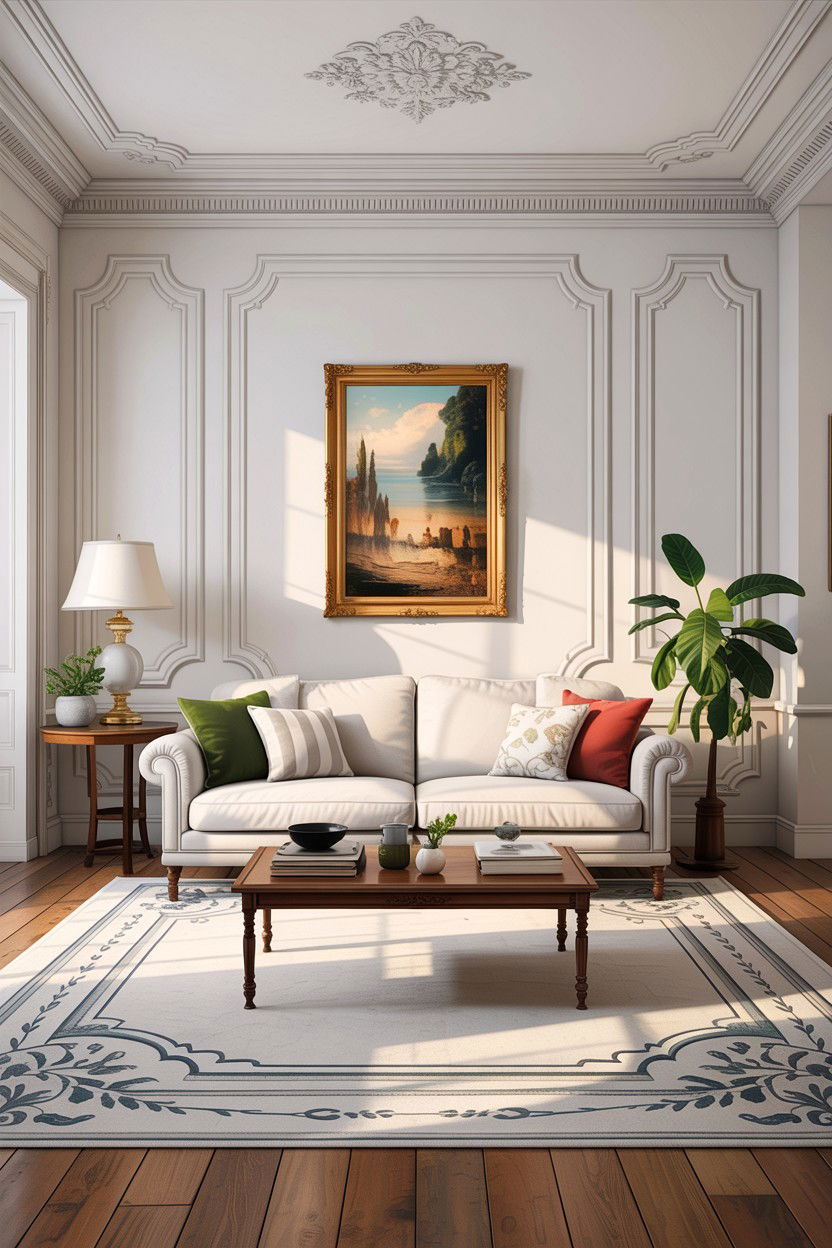 White Living Room With Decorative Molding - 30 traditional white living room ideas